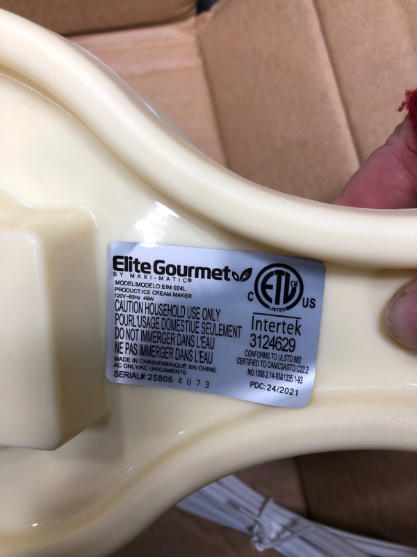 Photo 4 of ***TESTED WORKING***
 Elite Gourmet EIM-924L# 4 Quart Electric Motorized Ice Cream Maker - Pine Motor Cream