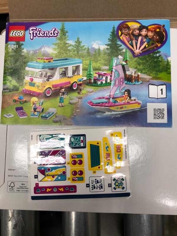 Photo 3 of ***FACTORY SEALED*** LEGO Friends Forest Camper Van and Sailboat 41681 Building Kit; Forest Toy; New 2021 (487 Pieces) Frustration-Free Packaging