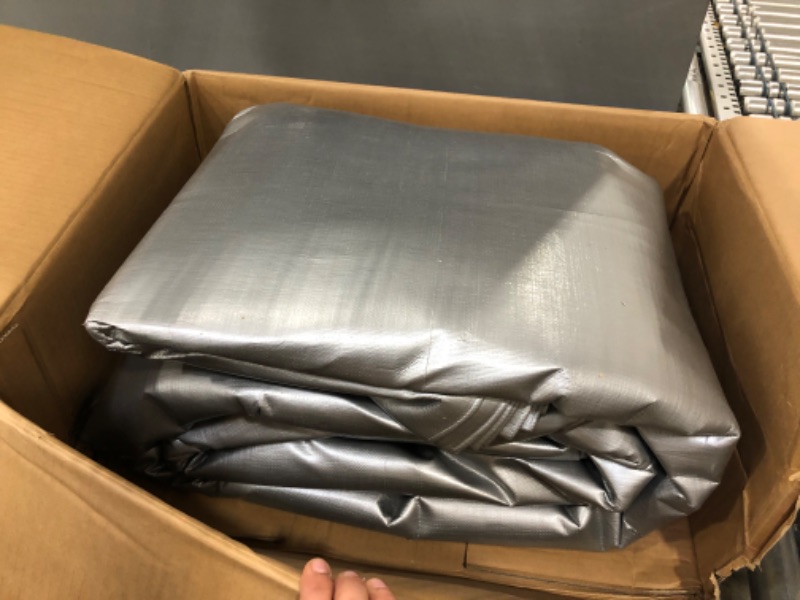 Photo 1 of AmazonCommercial Multi Purpose Waterproof Poly Tarp Cover, 20 X 40 FT, 16MIL Thick, Silver/Black, 1-Pack Silver/Black 20x40FT 1-Pack