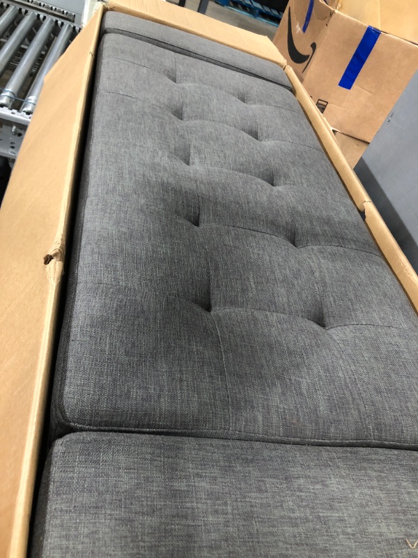 Photo 2 of ***USED*** MISSING LEGS*** Amazon Basics Rectangular Storage Ottoman Bench with Fabric Upholstery, Large - Anchor Grey Slate Grey