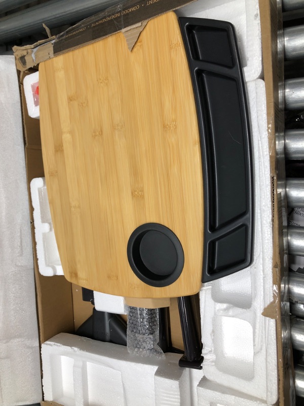 Photo 1 of Able Life Able Tray Table, Adjustable Bamboo Swivel TV and Laptop Table with Ergonomic Stand Assist Safety Handle, Independent Living Aid