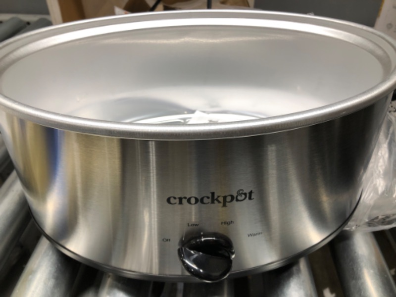 Photo 2 of ***DENT*** Crock-Pot 7-Quart Oval Manual Slow Cooker | Stainless Steel (SCV700-S-BR) Stainless 7 Qt Cooker