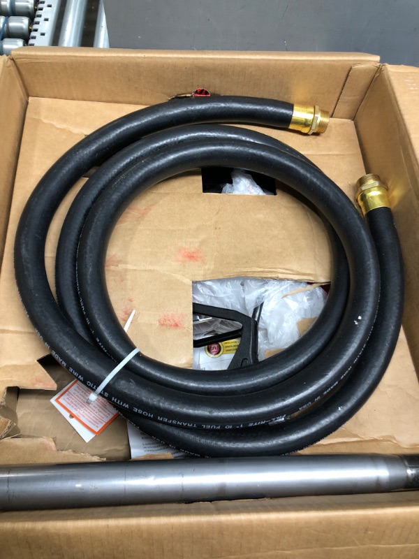 Photo 2 of **DAMAGED**SOLD FOR PARTS ONLY***
 Fill-Rite FR4210HB 12V 20 GPM Fuel Transfer Pump with Discharge Hose & Automatic Nozzle, Red Gasoline, Diesel, Kerosene, Ethanol & Methanol Blends & Biodiesel FR4210HB Transfer Pump