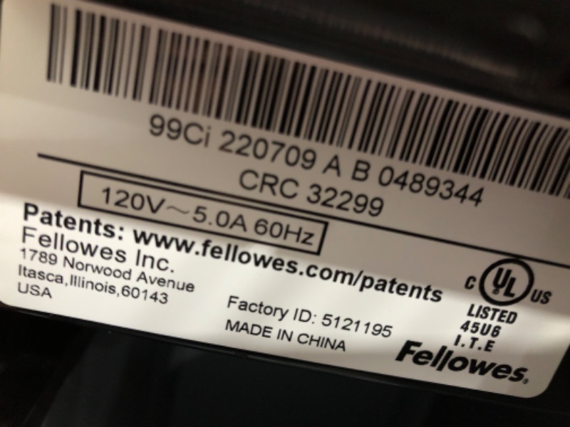 Photo 4 of ***TESTED*** POWERS ON***Fellowes Powershred PS-12Cs, 12 Sheet Cross-Cut SafeSense Shredder (3271301)