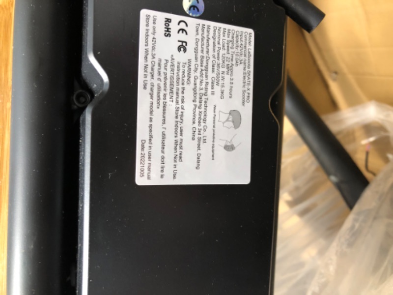 Photo 3 of *** NOT ABLE TO TEST**** MISSING CHARGE CORD and Missing handlebars *** LaScoota Electric Scooter for Adults, Teens - Skate-X Foldable E-Scooter with Skateboard Bamboo Deck - Adult Electric Scooter, 250-500W Motorized Scooter, 9.25-10" Wheels, 16-22 mph, 