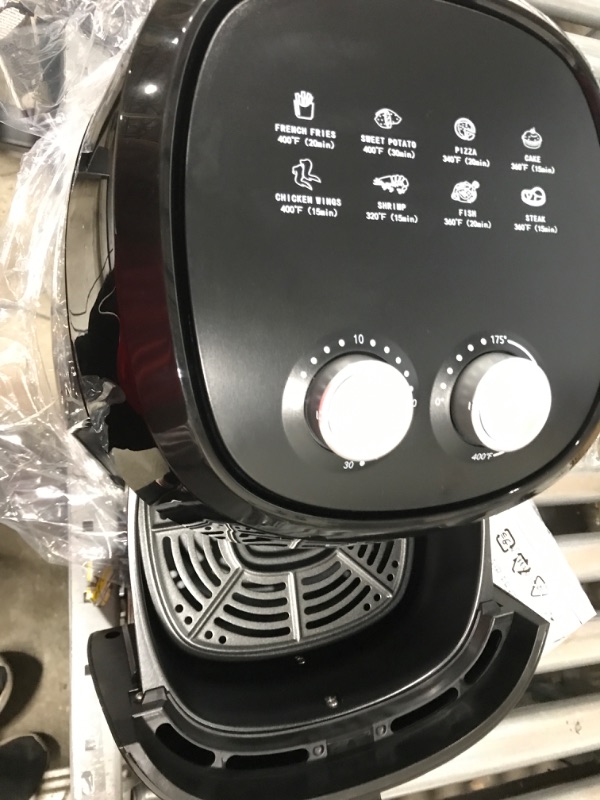 Photo 6 of *TESTED IT WORKS FINE*ALLCOOL Air Fryer 4.5 QT Fit for 2-4 People Easy to Use with 8 Cooking References Dishwasher Safe Nonstick Basket Auto Shutoff Black Air Fryer Black-Knob Control