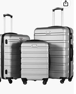 Photo 1 of Coolife Luggage 3 Piece Set Suitcase Spinner Hardshell Lightweight TSA Lock 4 Piece Set Silver 