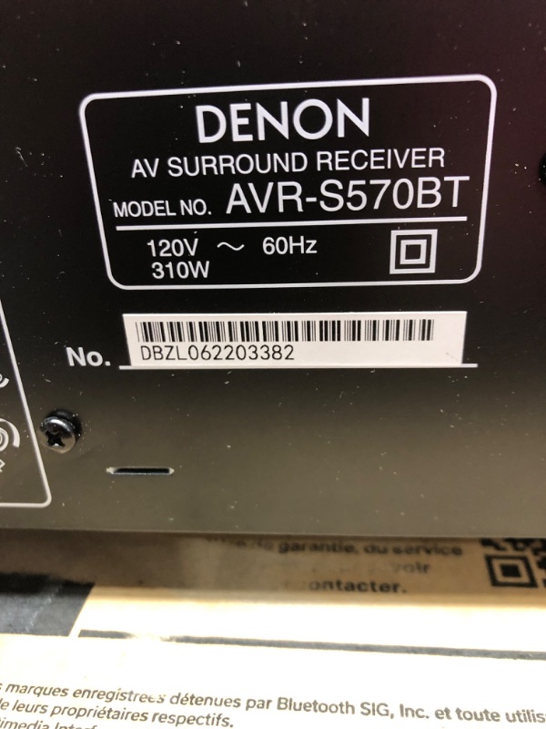 Photo 7 of Denon AVR-S570BT (2022 Model) 5.2 Channel AV Receiver - 8K Ultra HD Audio & Video, Enhanced Gaming Experience, Wireless Streaming via Built-in Bluetooth, (4) 8K HDMI Inputs, Supports eARC