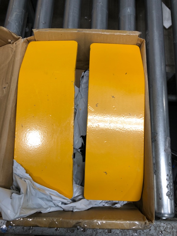 Photo 1 of *USED*Tractor Bucket Protector(Upgraded Version), 2Pcs Ski Edge Protector, Turf Tamer Skid Protector with Grade8.8 Double Lock Nuts and Bolts, Heavy Duty Steel for Snow Removal Spreading Gravel,Yellow