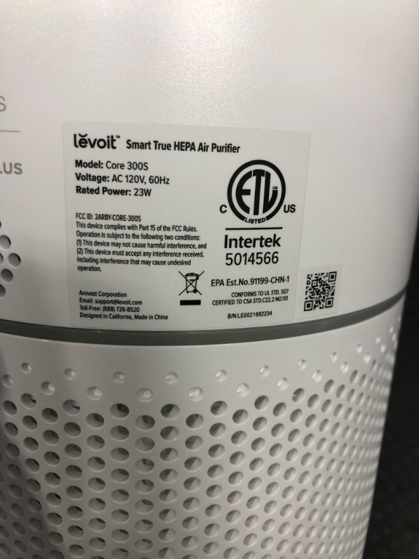 Photo 3 of *USED*Levoit Air Purifiers for Home Bedroom, H13 True HEPA Filter for Large Room, DUST, Allergies, Pets, Smoke, Smart Wifi, Alexa and Google Enabled, Air