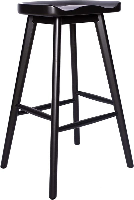 Photo 1 of Amazon Brand - Rivet Pub-Height Kitchen Counter Bar Stool, 29.5" H, Birch Wood, Black
