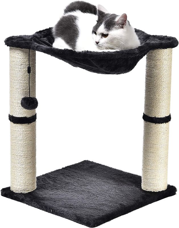 Photo 1 of Amazon Basics Cat Tower with Hammock and Scratching Posts for Indoor Cats, 15.8 x 15.8 x 19.7 Inches, Gray
