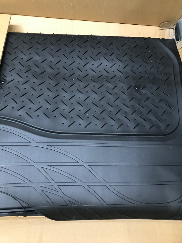 Photo 2 of Amazon Basics 4-Piece All-Weather Protection Heavy Duty Rubber Floor Mats Set with Cargo Liner for Cars, SUVs, and Trucks?Black,Universal Trim to Fit