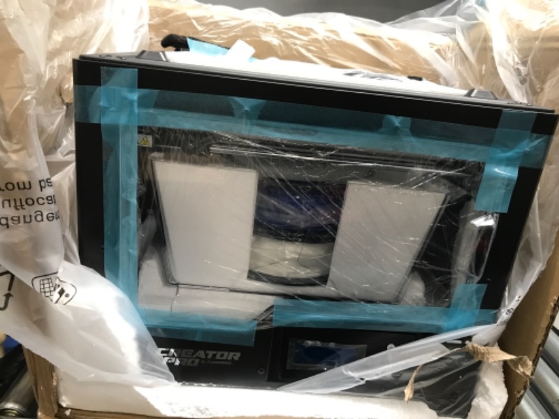 Photo 1 of FlashForge 3D Printer Creator Pro, Metal Frame Structure, Acrylic Covers, Optimized Build Platform, Dual Extruder W/2 Spools, Works with ABS and PLA
