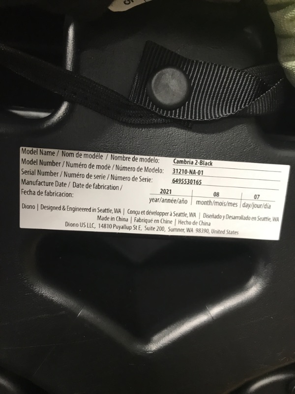 Photo 3 of Diono Cambria 2 XL, Dual Latch Connectors, 2-in-1 Belt Positioning Booster Seat, High-Back to Backless Booster with Space and Room to Grow, 8 Years 1 Booster Seat, Black 2020 BlackLPNPMAB5693775
