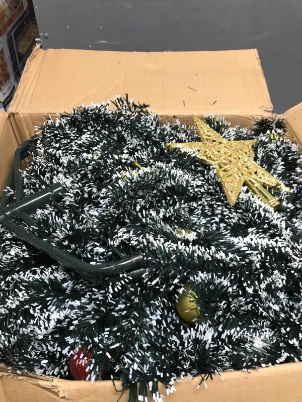 Photo 1 of 4ft Artificial Christmas Tree Lifelike Christmas Tree with Decorations and Solid Metal Stand arbol de Navidad Premium Hinged Spruce Full Tree (Green-A, 4ft) Green-a 4ft