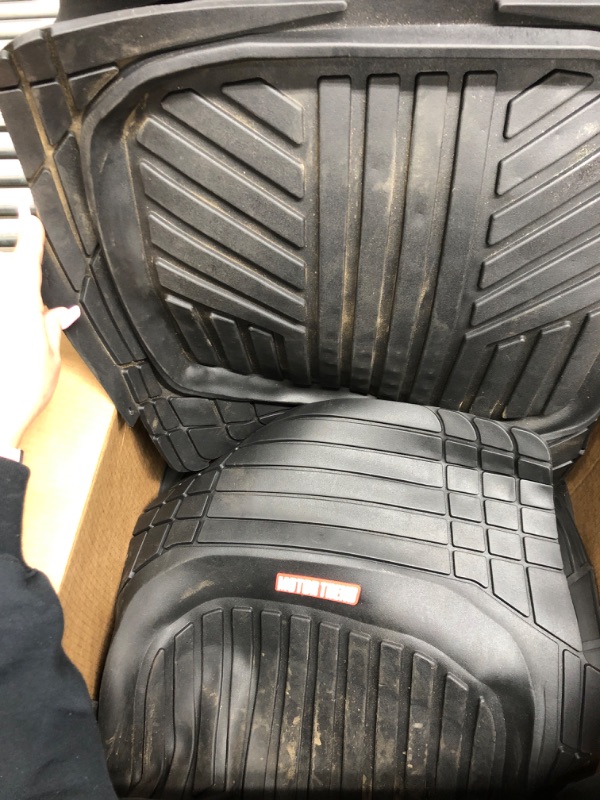 Photo 3 of *** USED *** Motor Trend OF-933-BK FlexTough Plus Black Rubber Car Floor Mats - All Weather Deep Dish Automotive Floor Mats, Heavy Duty Trim