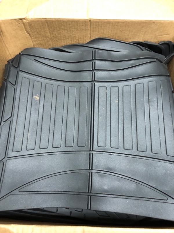 Photo 2 of *** USED *** Motor Trend OF-933-BK FlexTough Plus Black Rubber Car Floor Mats - All Weather Deep Dish Automotive Floor Mats, Heavy Duty Trim