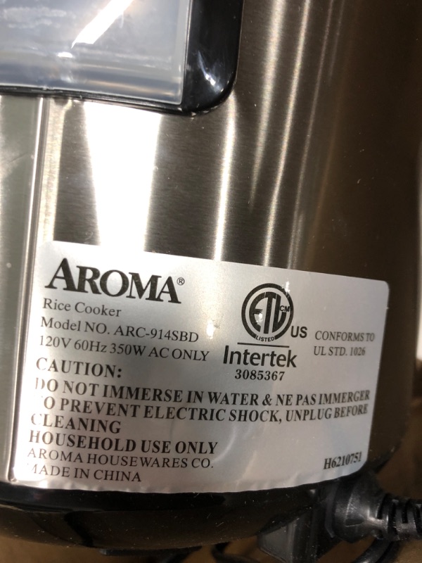 Photo 3 of *** POWERS ON *** Aroma Housewares ARC-914SBD Digital Cool-Touch Rice Grain Cooker and Food Steamer, Stainless, Silver, 4-Cup (Uncooked) / 8-Cup (Cooked) Basic