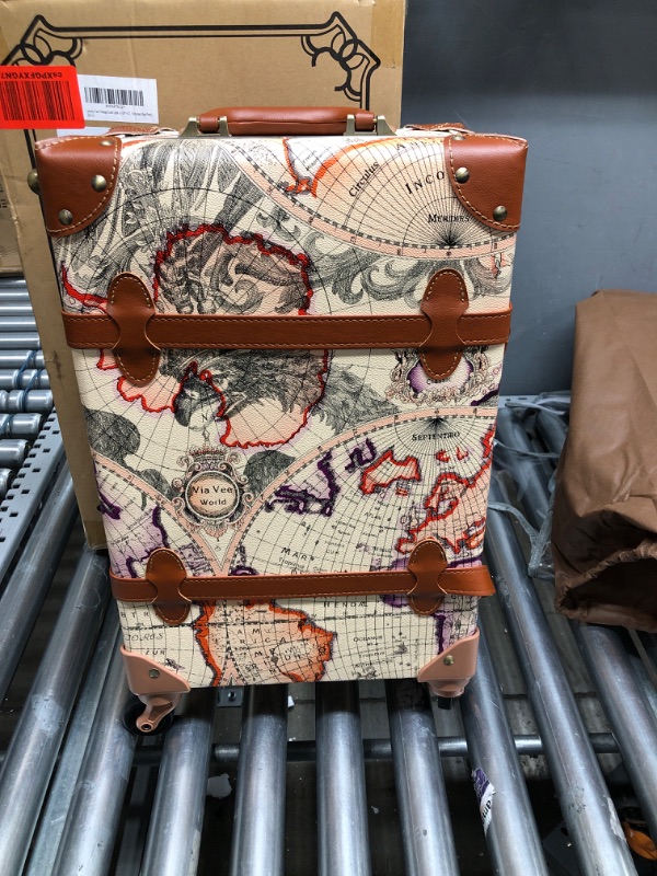 Photo 2 of urecity Cute Vintage Look Lightweight Spinner Luggage Set of 2 Pieces, Travel Set includes a Tote Bag, Luxury Designer Retro Trunk Luggage (20"+12", Victorian Map Print)
SUITCASE WONT OPEN DUE TO LOCK********