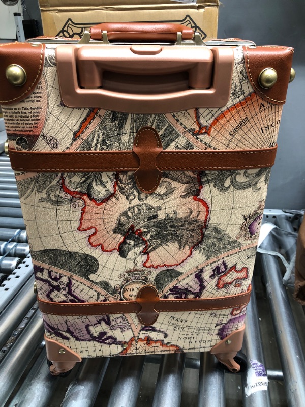 Photo 4 of urecity Cute Vintage Look Lightweight Spinner Luggage Set of 2 Pieces, Travel Set includes a Tote Bag, Luxury Designer Retro Trunk Luggage (20"+12", Victorian Map Print)
SUITCASE WONT OPEN DUE TO LOCK********