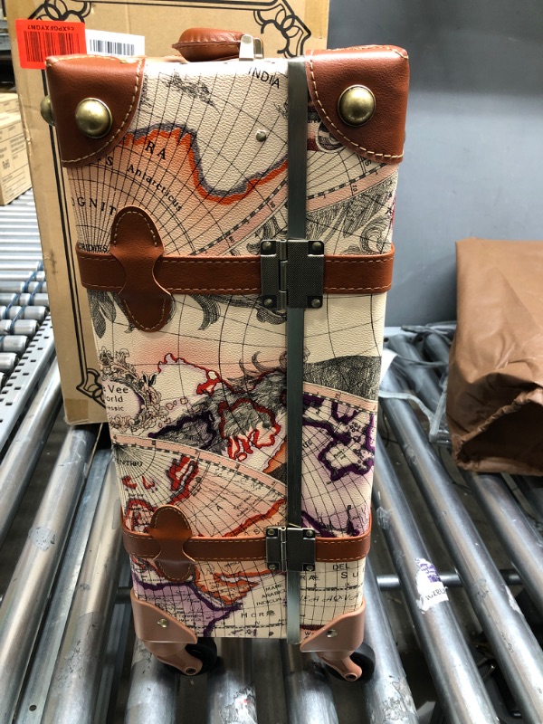 Photo 5 of urecity Cute Vintage Look Lightweight Spinner Luggage Set of 2 Pieces, Travel Set includes a Tote Bag, Luxury Designer Retro Trunk Luggage (20"+12", Victorian Map Print)
SUITCASE WONT OPEN DUE TO LOCK********