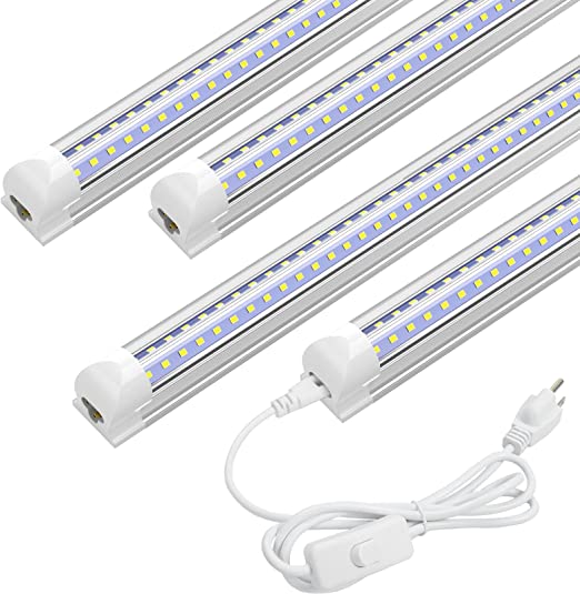 Photo 1 of SHOPLED 2FT LED Shop Light, 18W 6000K 2340LM, Cool White, V Shape, T8 LED Tube Light Fixture, for Under-Counter, Cabinet, Workbench, Closet, Plug and Play with ON/Off Switch 4 Pack
