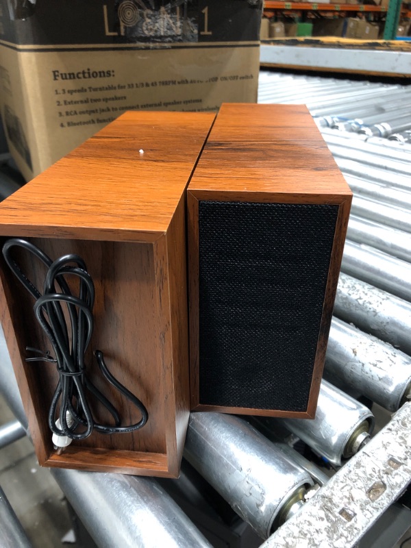 Photo 4 of LP&No.1 Bluetooth Turntable HiFi System with Bookshelf Speakers, Retro Belt-Drive Record Player with Counterweight, 3 Speed, Solid Black Wood
TURNS ON****