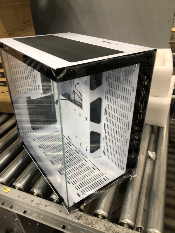 Photo 1 of GIM ATX Mid-Tower Case White Gaming PC Case 2 Tempered Glass Panels & Front Panel RGB Strip Gaming Computer Case Desktop Case USB 3.0 I/O Port, Magnet Dust Filter, Water-Cooling Ready White-Glass