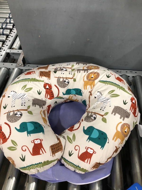 Photo 2 of Boppy Nursing Pillow and Positioner—Original | Neutral Jungle Colors with Animals | Breastfeeding, Bottle Feeding, Baby Support | With Removable Cotton Blend Cover | Awake-Time Support