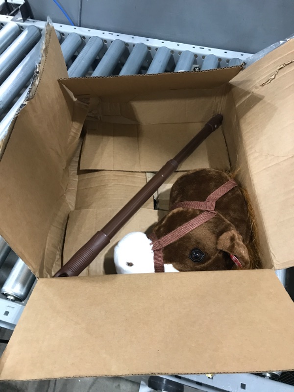 Photo 1 of Linzy Plush 36'' Horse Riding Stick , with Galloping Sounds, Adjustable Telescopic Stick, Adjust to 3 Different Sizes, Kids of Different Ages, Dark Brown (A-20216DB) Horse Dark Brown