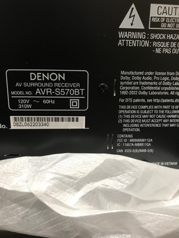 Photo 3 of Denon AVR-S570BT (2022 Model) 5.2 Channel AV Receiver - 8K Ultra HD Audio & Video, Enhanced Gaming Experience, Wireless Streaming via Built-in Bluetooth, (4) 8K HDMI Inputs, Supports eARC