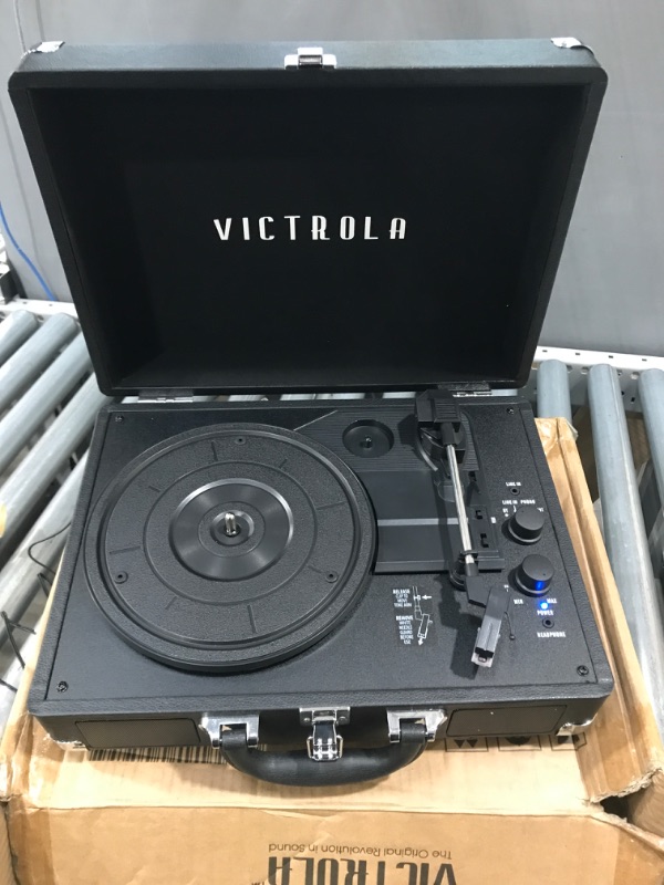 Photo 2 of Victrola Journey+ Bluetooth Suitcase Record Player with Matching Record Stand Black Record Player & Case