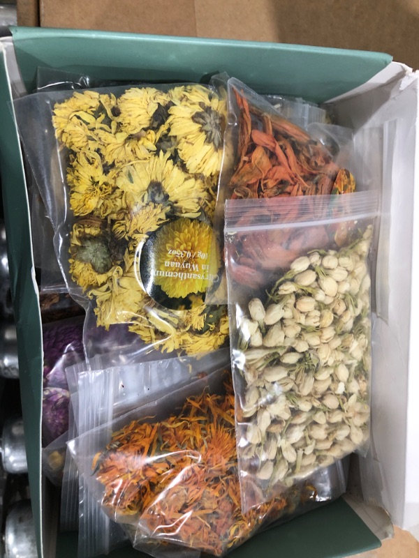 Photo 2 of 30 Bags Dried Flowers,100% Natural Dried Flowers Herbs Kit for Soap Making, DIY Candle Making,Bath - Include Rose Petals,Lavender,Don't Forget Me,Lilium,Jasmine,Rosebudsand More 30 bags*10g