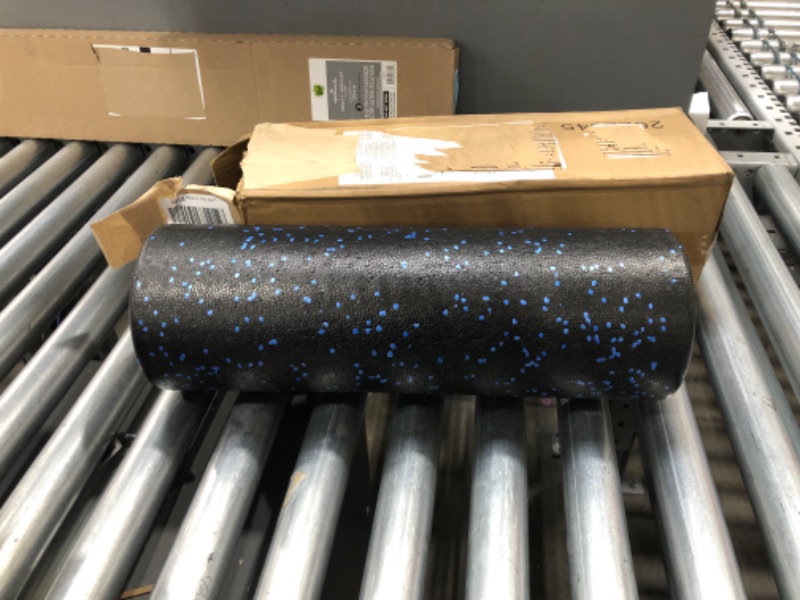 Photo 2 of AmazonBasics High-Density Round Foam Roller 18-Inches, Blue Speckled