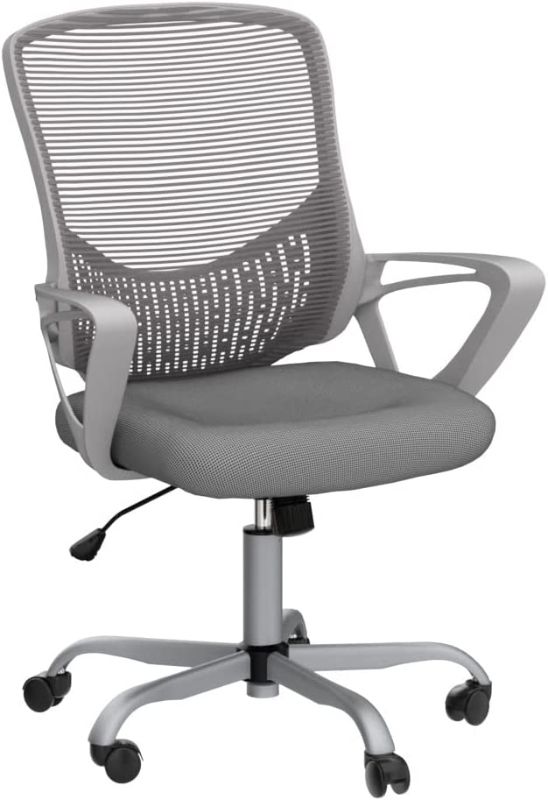 Photo 1 of PARTS ONLY*** Home Office Chair Ergonomic Computer Desk Chair Mesh Mid-Back Height Adjustable Swivel Chair with Armrest, Grey
