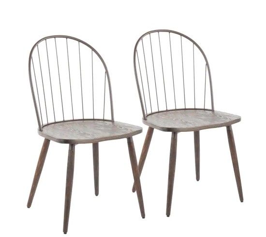 Photo 1 of *Stock Photo for Reference* Bronze Metal High Back Dining Chair (Set of 2)
