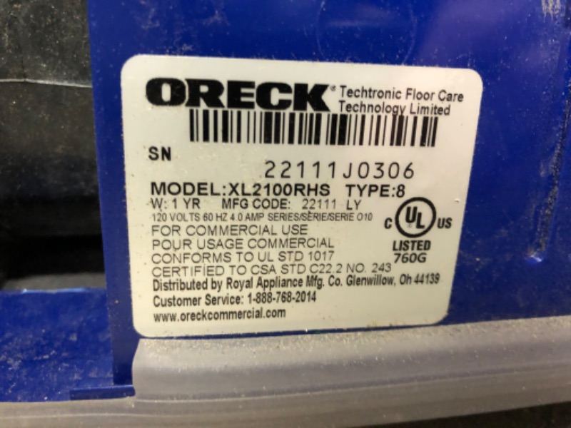 Photo 3 of *Tested* Oreck XL2100RHS Blue Upright Vacuum Cleaner 