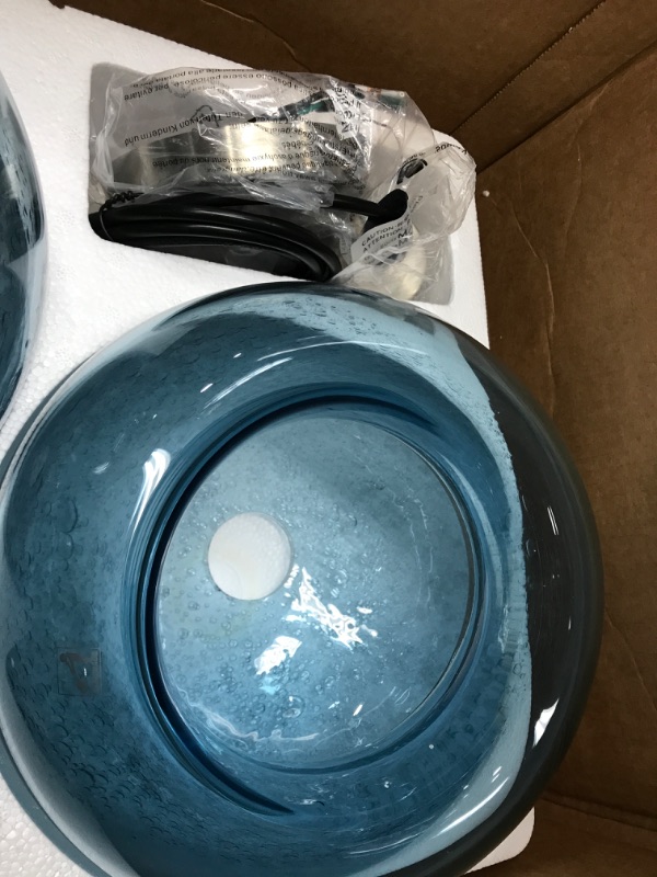 Photo 1 of CASAMOTION Pendant Lighting Kitchen Island Hand Blown Glass Bathroom Light Fixtures Marble Blue Modren Farmhouse Style Hanging Light for Bedside Dining Room Table Brushed Nickel 9 Inch Diam 2-Pack