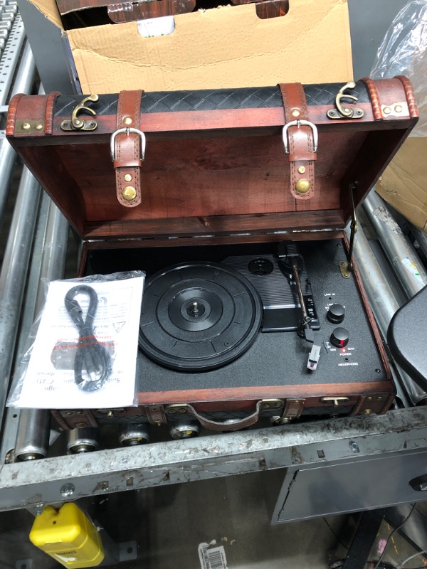 Photo 2 of ClearClick Vintage Suitcase Turntable with Bluetooth & USB - Classic Wooden Retro Style