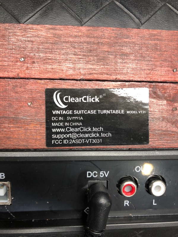 Photo 3 of ClearClick Vintage Suitcase Turntable with Bluetooth & USB - Classic Wooden Retro Style