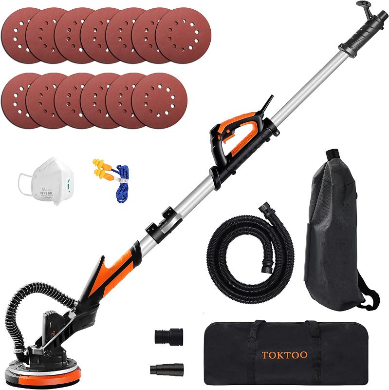 Photo 1 of ***tested***powers on*** Drywall Sander, TOKTOO Electric Drywall Sander with Vacuum Attachment, LED and 6 Variable Speed, Extendable Handle and Carrying Bag
