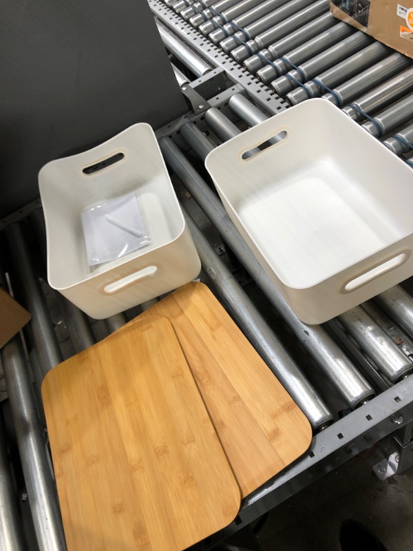 Photo 1 of 15"x10 3/4"x5 3/4" White and Bamboo Style lid 2 PACK 
