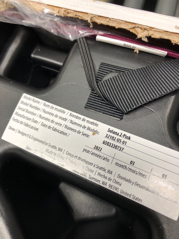 Photo 3 of Diono Solana 2 XL 2022, Dual Latch Connectors, Lightweight Backless Belt-Positioning Booster Car Seat, 8 Years 1 Booster Seat, Pink NEW! LATCH Connect Single Pink