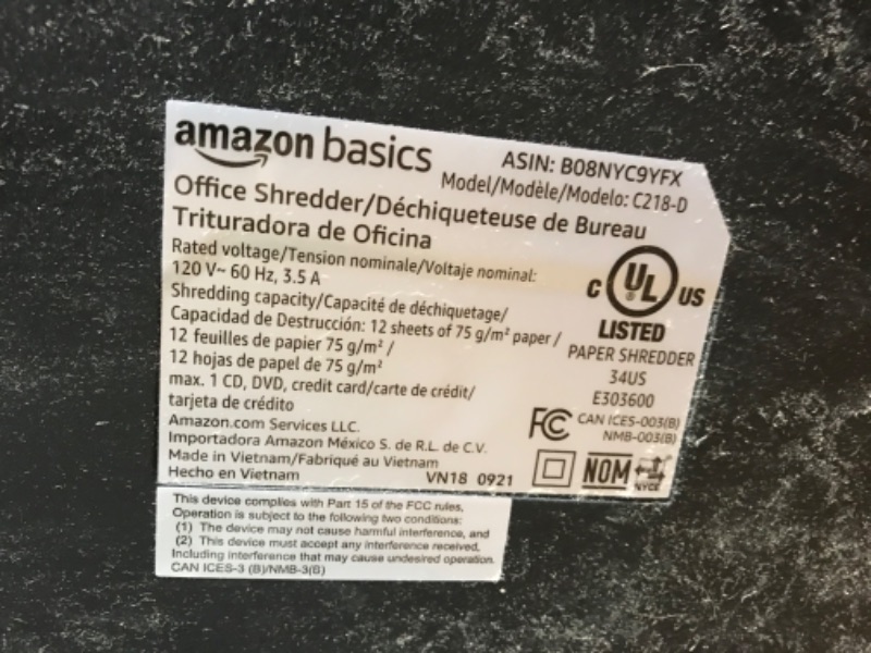 Photo 5 of Amazon Basics 12 Sheet Micro-Cut Paper,Credit Card and CD Shredder for Office/Home & Paper Shredder Sharpening 