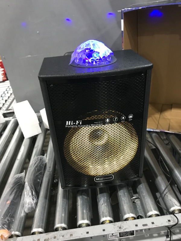 Photo 2 of Bluetooth Karaoke Machine for Adults with 2 Wireless Microphones, Portable Karaoke Speaker with Disco Lights, Gifts for Kids, Boys & Girls
