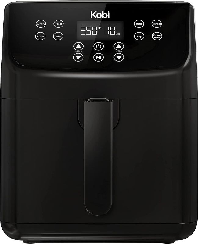 Photo 1 of -USED FOR PARTS-
Kobi Air Fryer, XL 5.8 Quart,1700-Watt Electric Hot Air Fryers Oven & Oilless Cooker, LED Display, 8 Preset Programs, Shake Reminder, for Roasting, Nonstick Basket, ETL Listed (100 Recipes Book Included) (Black)
