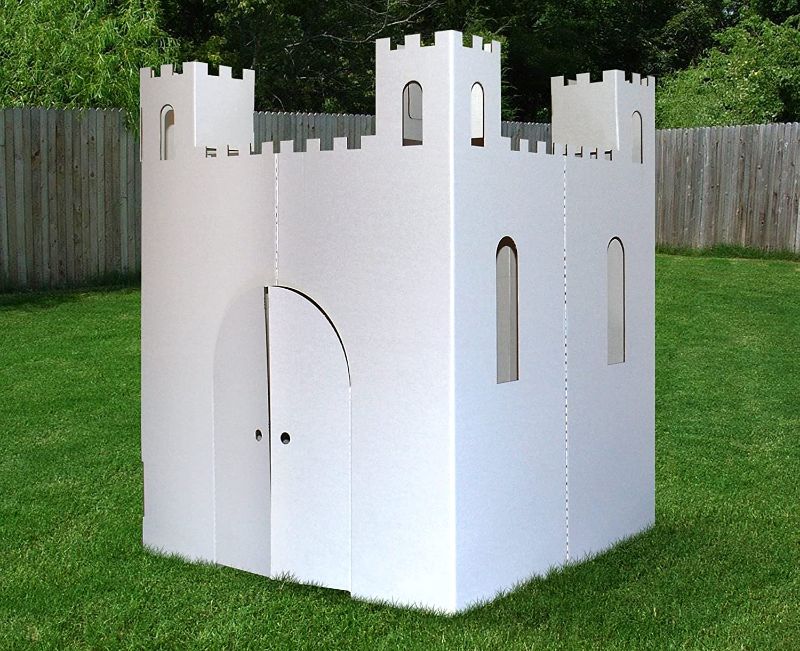 Photo 1 of Easy Playhouse Blank Castle - Kids Art & Craft for Indoor & Outdoor Fun, Color, Draw, Doodle on this Blank Canvas–Decorate & Personalize a Cardboard Fort, 32" X 32" X 43. 5" -Made in USA, Age 3+
