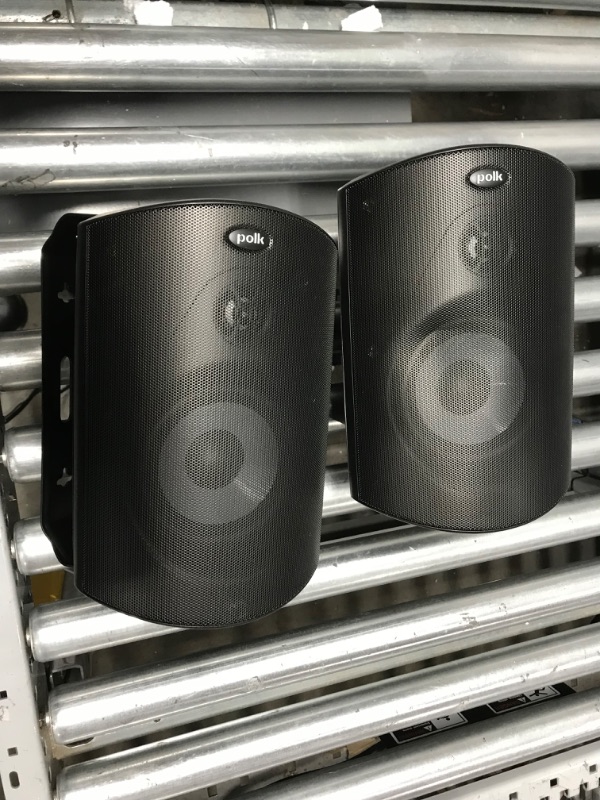 Photo 3 of **one speaker cover has small dent see photo***2 speaker only**
Polk Audio Atrium 5 Outdoor Speakers with Powerful Bass (Pair, Black) & Atrium 6 Outdoor All-Weather Speakers with Bass Reflex Enclosure (Pair, White) | Broad Sound Coverage Black Atrium 5 Bl