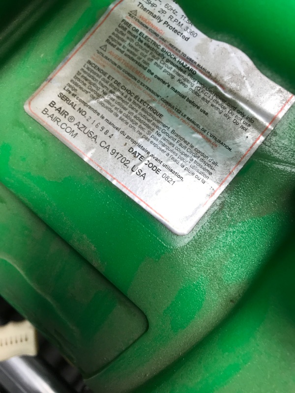 Photo 2 of ***FAN MAKES LOUD NOISE**
 AB-AIR Kodiak 1.5 HP ETL Bounce House Blower, Green
